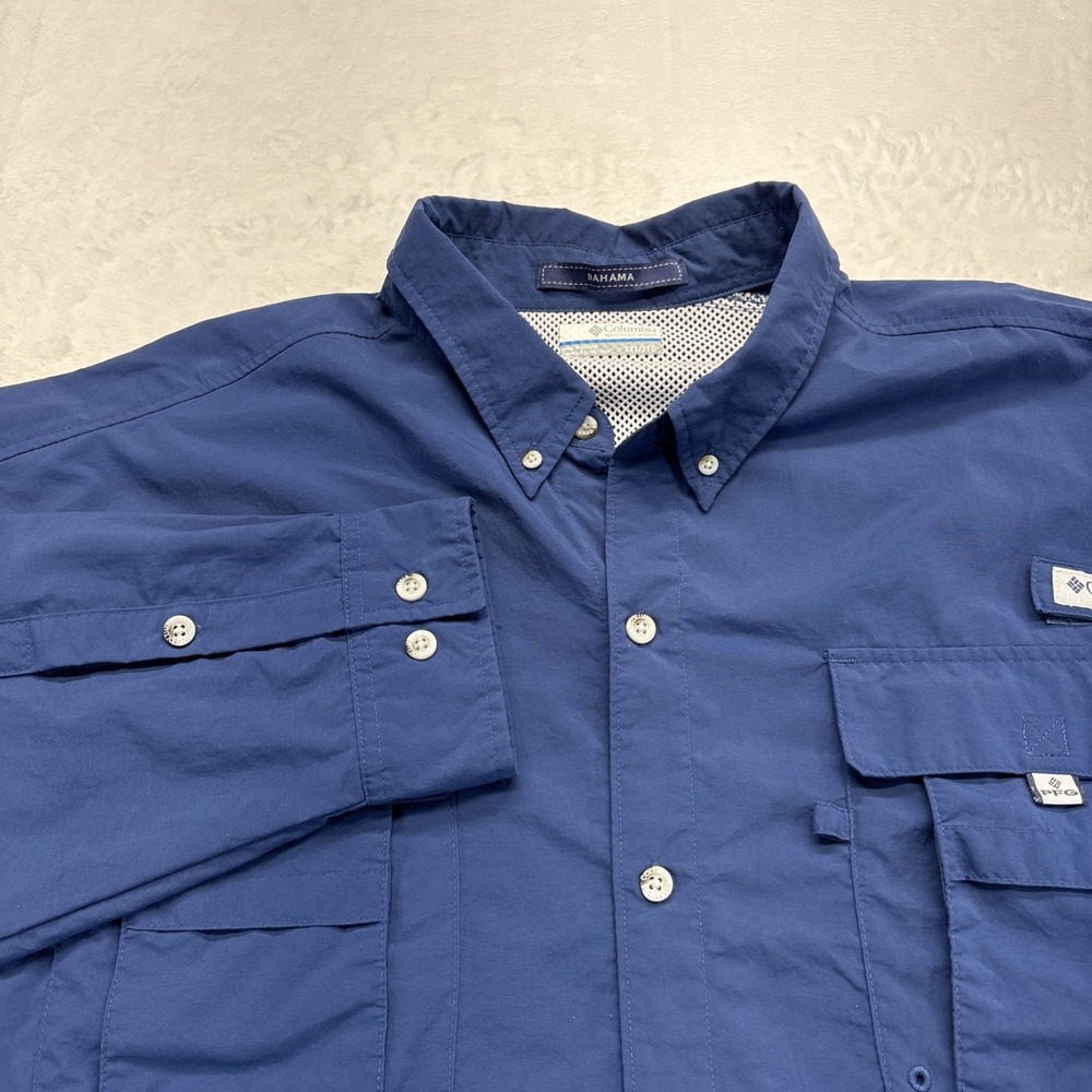 Columbia Bahama PFG Shirt Men's XXL Blue Long Sleeve Button Down
